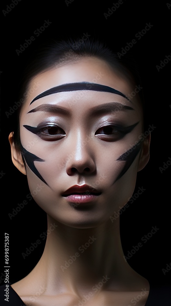 a young Chinese woman, shot with canon eos 5d, in professional makeup, high contrast, beautiful facial sculpt, beautiful bone structure with generative ai a young Chinese woman, shot with canon eos 5d, in professional makeup, high contrast, beautiful facial sculpt, beautiful bone structure with generative ai