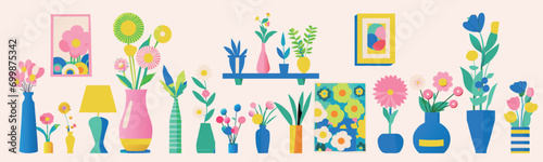 flowers, bouquet. Vector flower. plant elements. interior. decoration. flower arrangement. colorful. Gorgeous. A fun space.