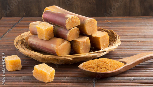 Panela or sugar cane candy - Saccharum officinarum photo