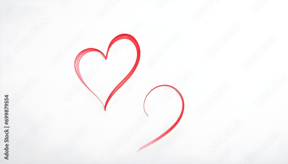 Pencil draw the red heart on a white background for valentine's day created with generative ai	