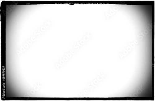 Vintage photo frame of an old camera with vignetting on transparent background (png image)	