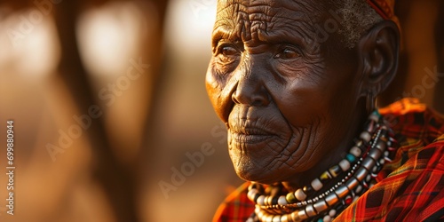 Portrait of a Samburu Elder at Sunset. Generative ai © Scrudje