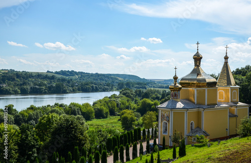 Panoramic landscape of countryside of ancient village Vyshnivets, Ternopil region, west Ukraine.