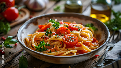 Delicious spaghetti served on a plate