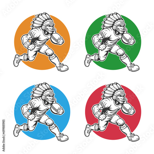 Indian Native Illustration Clip Art Design Shape. American Football Silhouette Icon Vector.