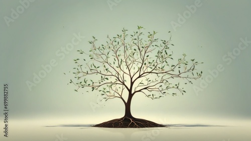 A tree growing and branching out, with each branch representing a different stage of moral development. minimal 2d illustration Psychology art concept
