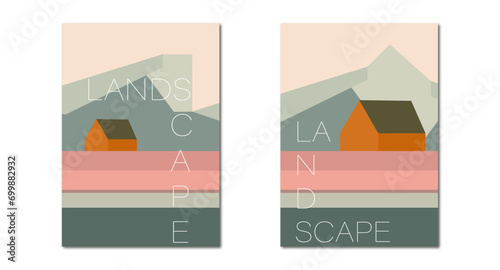 Vector illustration. Stylish flat landscape. Trendy posters for your banner, wallpaper, typography and textile design, as well as home design.