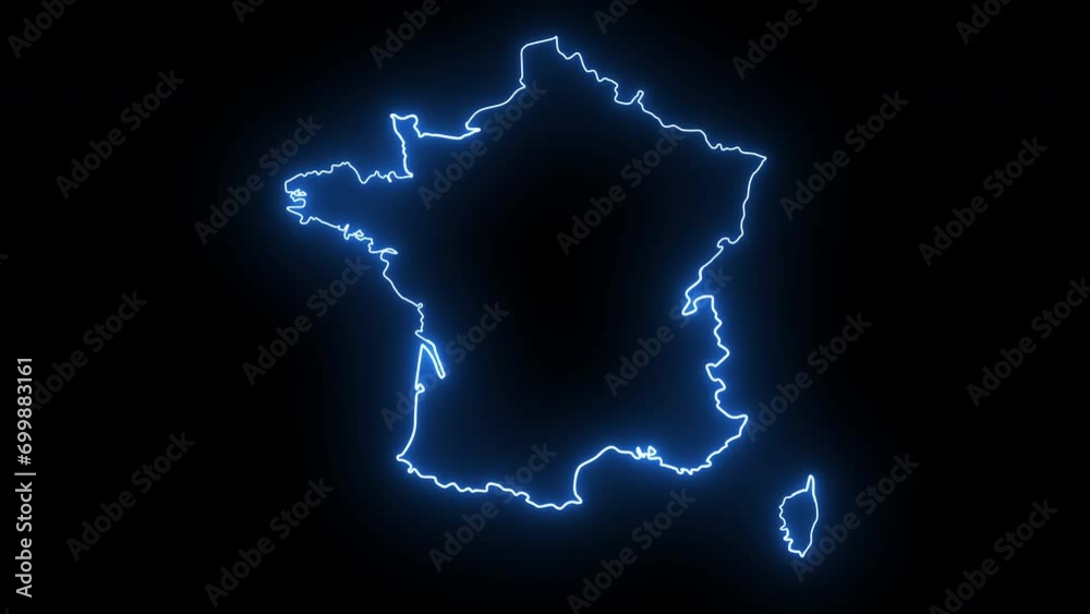 Animated French map icon with a glowing neon effect Animated French map icon with a glowing neon effect