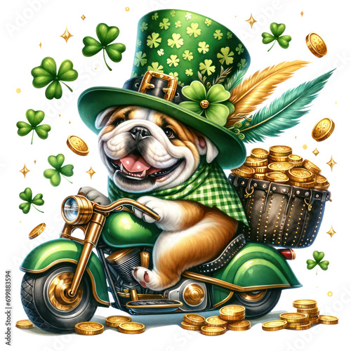 Cute Bulldog St Patrick's Day Clipart Illustration