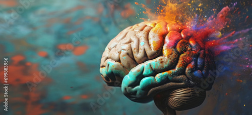 colourful brain banner with copy space
