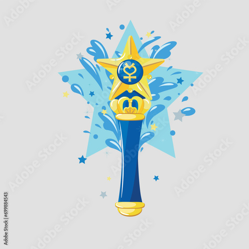 ilustracion vectorial de de varita magica color azul con agua