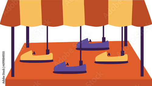 bumper car night fair doodle style