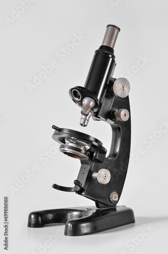 Vintage microscope on table...