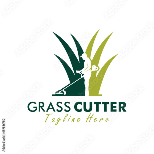 grass cutter illustration logo