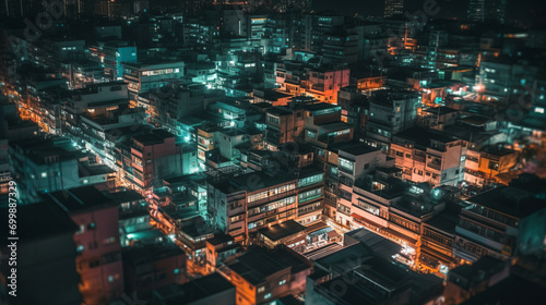 Captivating Night Scape: Bangkok's Enchanting Urban Skyline Illuminated by Lights, generative AI