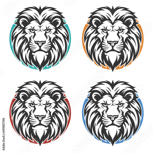 Lion Illustration Clip Art Design Shape. Mascot Silhouette Icon Vector.