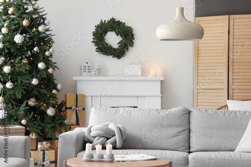 Interior of festive living ...