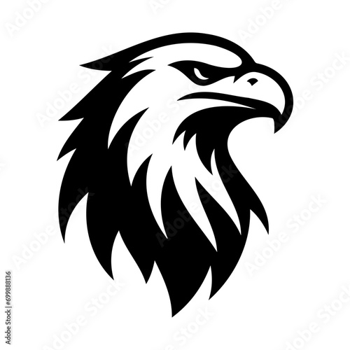A majestic eagle head in simple silhouette against a pristine white background, exuding strength and grace.
