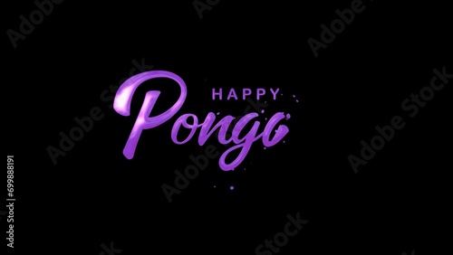 Happy Pongal Text Animation on Purple Color. Great for Pongal Celebrations, for banner, social media feed wallpaper stories photo
