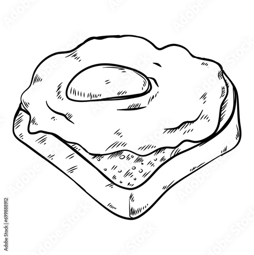 fried egg with toast handdrawn