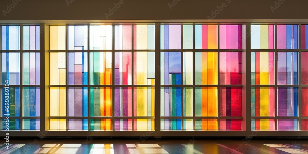 stained glass sunlight filtered through colorful windows, generative AI - obrazy, fototapety, plakaty 
