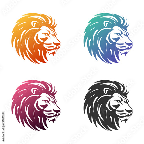 Lion Illustration Clip Art Design Shape. Mascot Silhouette Icon Vector.