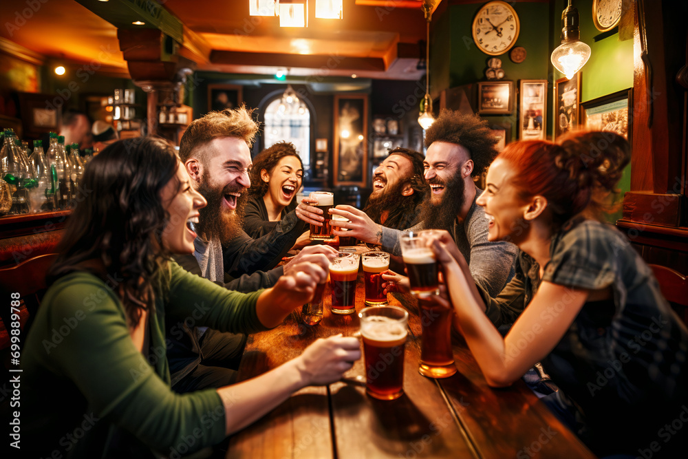 Youthful Cheers at Irish Pub