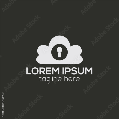 Cloud security data, tech logo design concept isolated vector template illustration