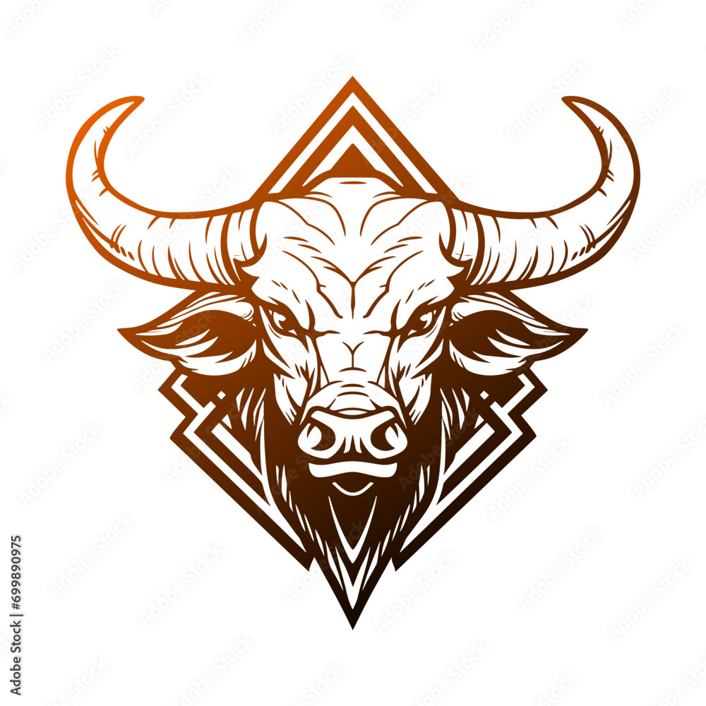 Longhorn Illustration Clip Art Design Shape. Bull Silhouette Icon Vector.