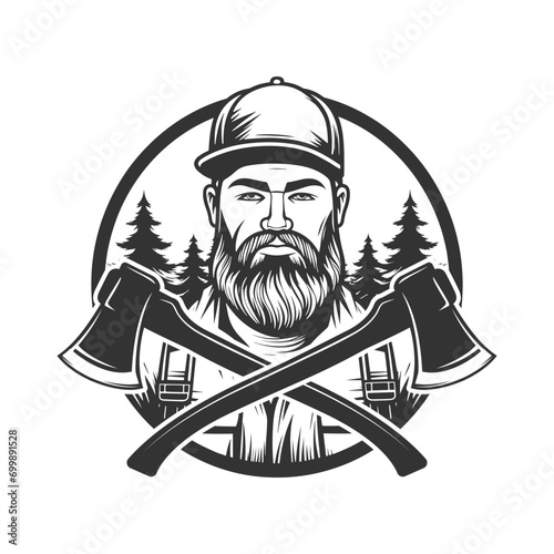 Lumberjack Illustration Clip Art Design Shape. Wood Works Silhouette Icon Vector.