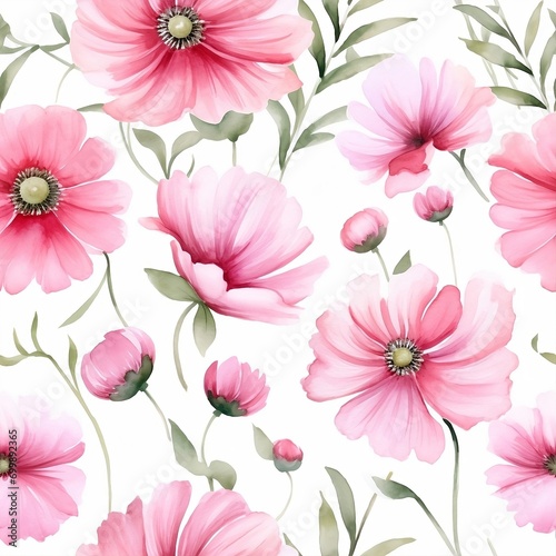 seamless pattern with pink flowers © Misbakhul