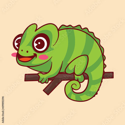 Chameleon cartoon character illustration © mawitype