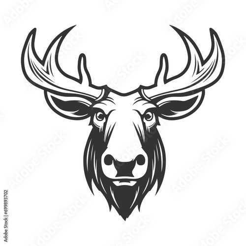 Moose Illustration Clip Art Design Shape. Elk Silhouette Icon Vector.