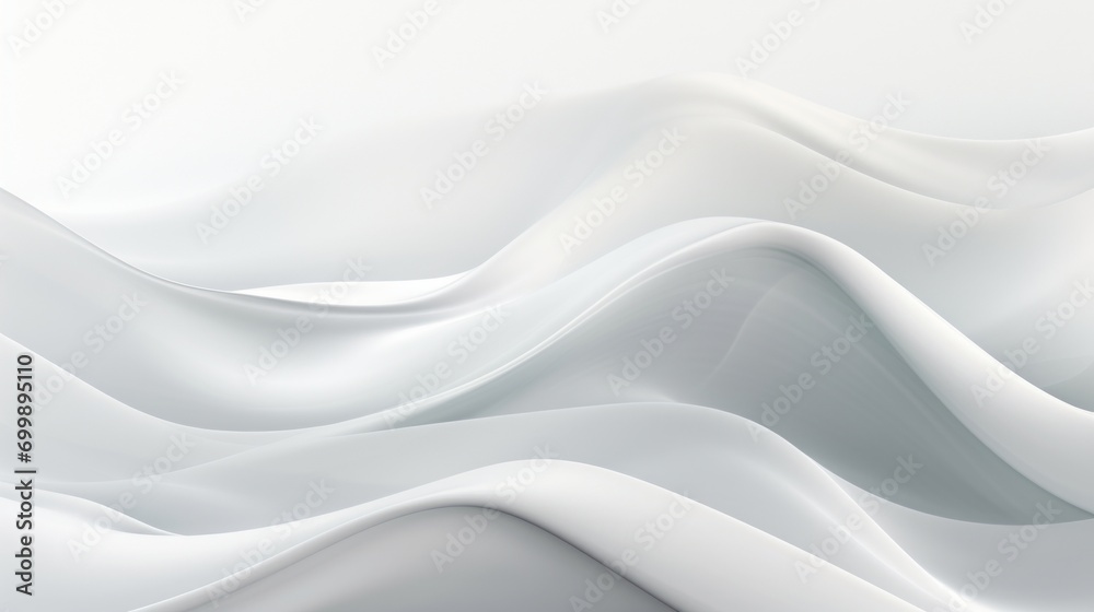 White swirling satin fabric waves. 