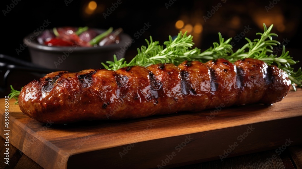 This delectable sausage embodies the smoky essence of the grill, capturing the aromas of summer barbecues with its perfectly charred exterior. Infused with a symphony of herbs and es, every