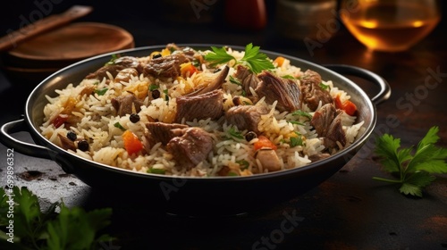 Immerse yourself in the heartwarming embrace of this traditional lambcentered plov, where basmati rice is adorned with succulent chunks of marinated lamb, infused with es such as cardamom,