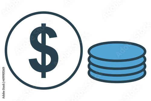coins icon. icon related to physical currency, financial. flat line icon style. element illustration