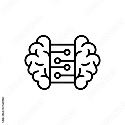 Artificial brain outline icons, minimalist vector illustration ,simple transparent graphic element .Isolated on white background