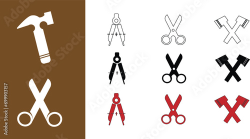 Icons Tools. Vector illustration. Icons of various tool shapes