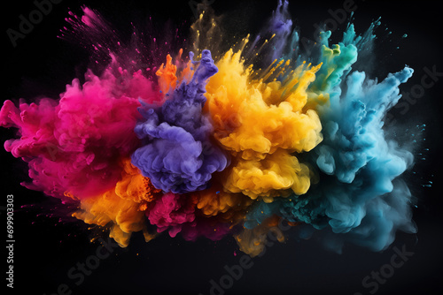 Colorful Powder Explosion on Black Background