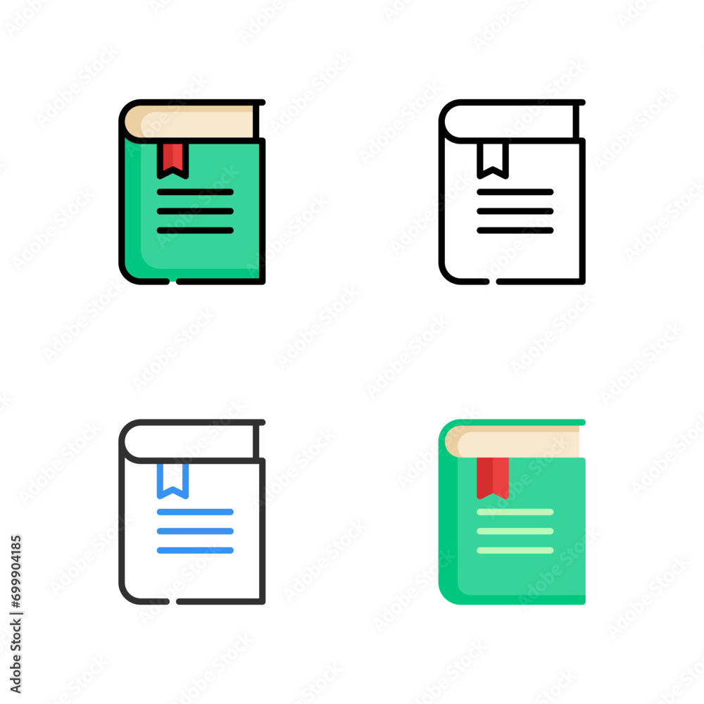 book icon in four different styles for education, library, literacy and education. book icon in four different styles for education, library, literacy and education.
