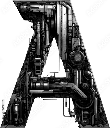 isolated letter A cyberpunk