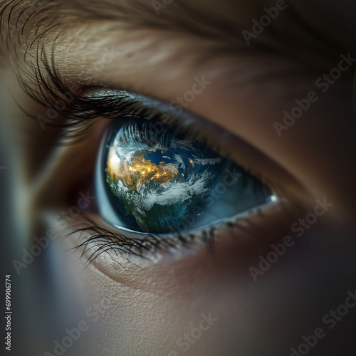 child seeing the planet earth, climate change