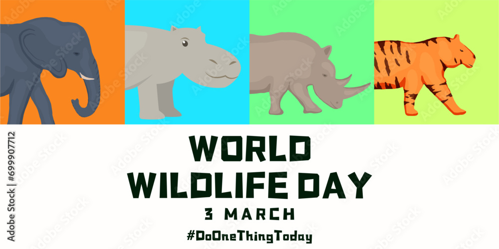 flat design world wildlife day horizontal banner illustration flat design world wildlife day horizontal banner illustration