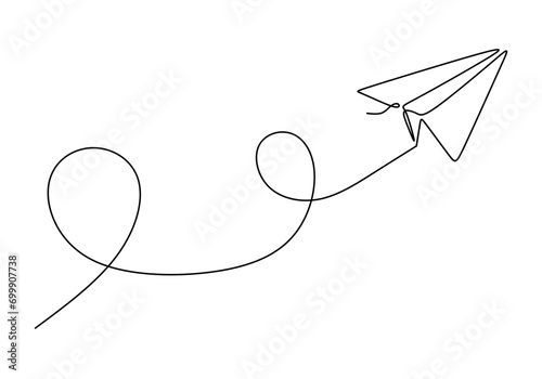 Continuous line drawing of paper plane