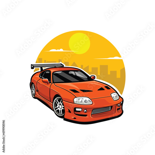 Japanese Sport Car Vector Illustration. Best for Automotive Tshirt Design