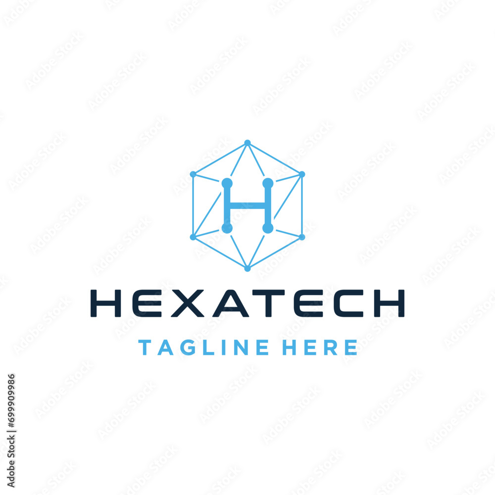 Initial Letter H Hexagon With Dots Digital Wire Lines For Modern Futuristic Technology Logo Design. Initial Letter H Hexagon With Dots Digital Wire Lines For Modern Futuristic Technology Logo Design.