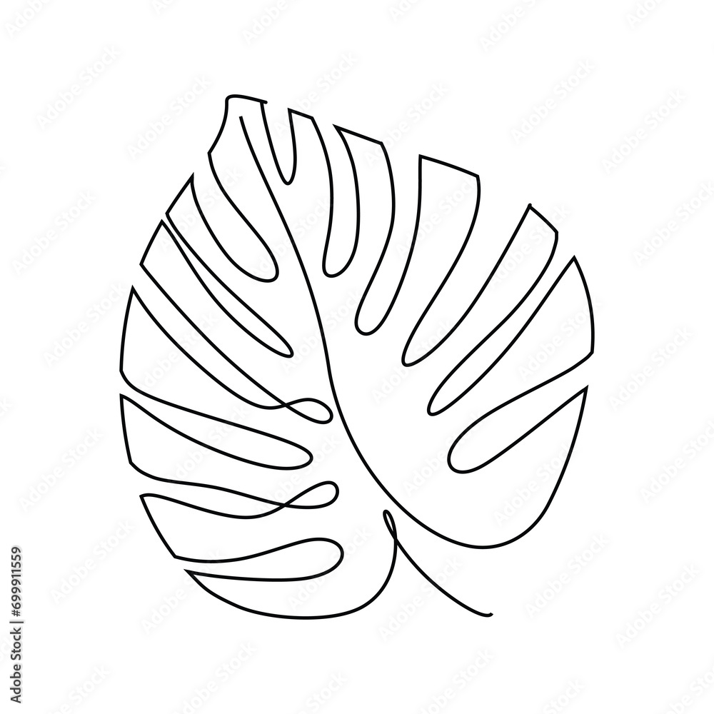 Monstera leaf single line art drawing Monstera leaf single line art drawing