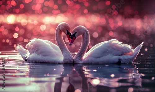 Fototapeta Naklejka Na Ścianę i Meble -  two swans on the lake