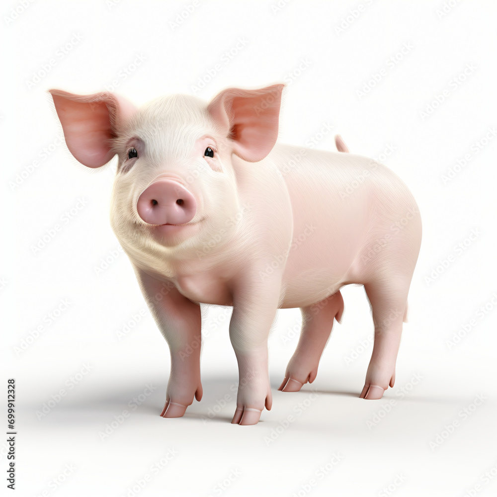 3d render pig isolated white background generative AI 3d render pig isolated white background generative AI